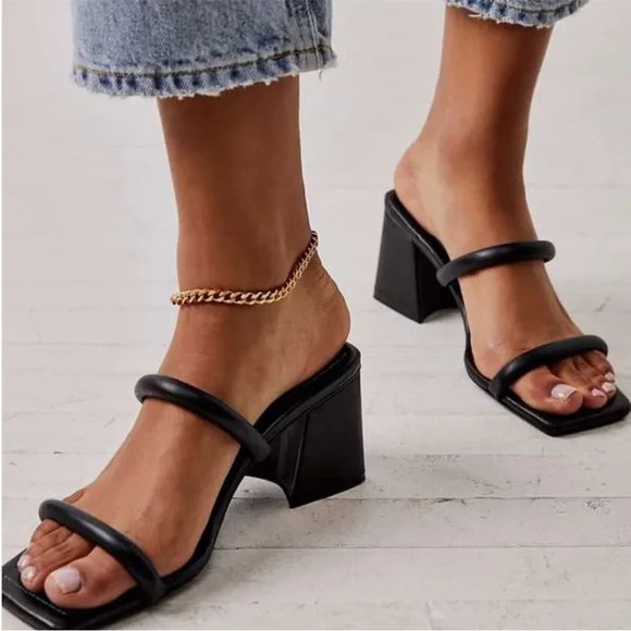 Free People Parker Double Strap Heels - Black - EU Size 37.5/ US Size 7 - Picture 12 of 13